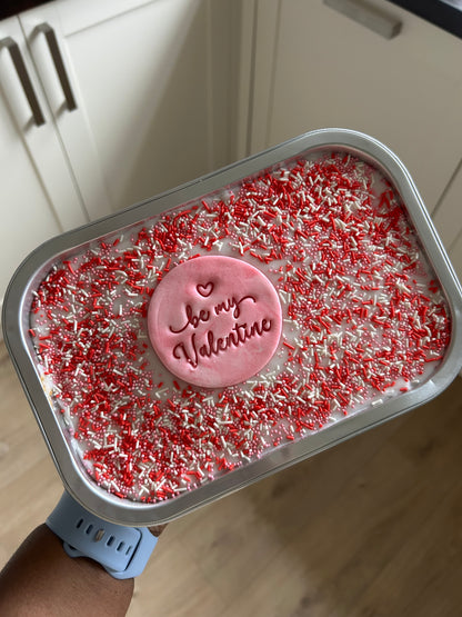 themed valentines gift with a custom cate topper. Can be collected from Bexley or delivered to your door by post.